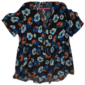 Koko By Koko Half Zip Dress/Cover-up  Sz 18-20 Floral Polyester